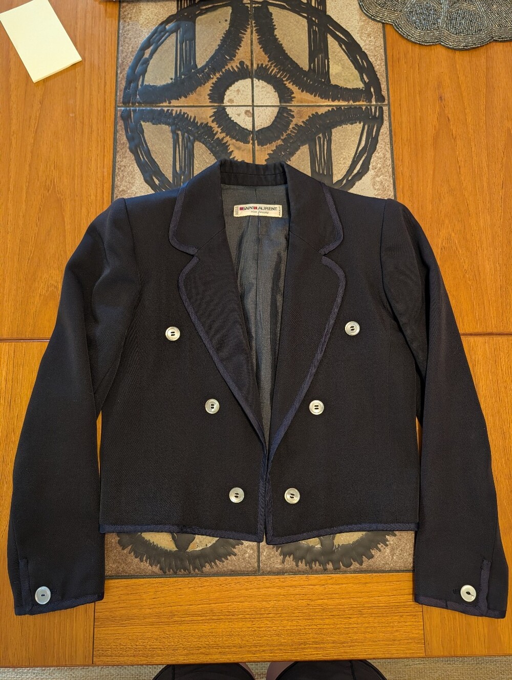 Vintage Saint Laurent Rive Gauche Blazer YSL Cropped Jacket Luxury Outerwear Vtg